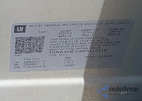 2021 Chevrolet Equinox Fwd Ls from USA, damaged, VIN 3GNAXHEV4MS112115